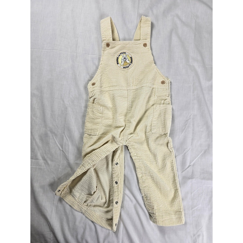 Disney Baby Winnie The Pooh Overalls Baby 24M Cream Corduroy Bib Snap Legs